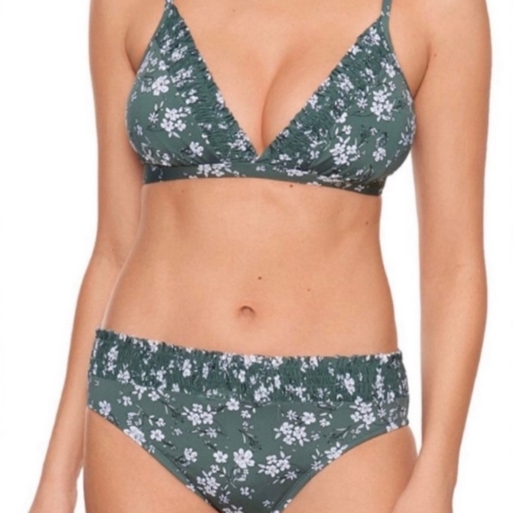 Time and Tru Green Floral Bikini